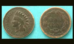 United States, Indian Head, One Cent, 1859
